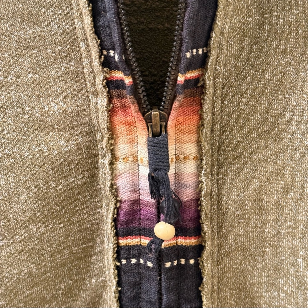 Anthropologie Serape Lined Hooded Zip Sweatshirt Western Aztec Boho Jacket Med - Picture 5 of 9